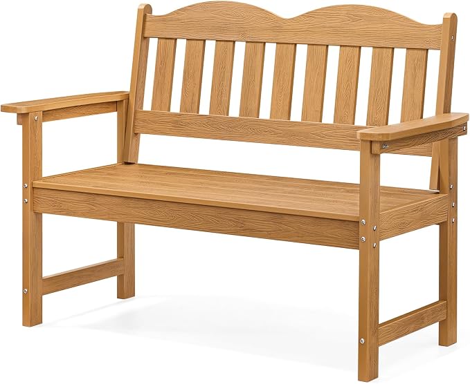 ONBRILL Outdoor Bench, 2-Person Poly Lumber Garden Bench by ONBRILL