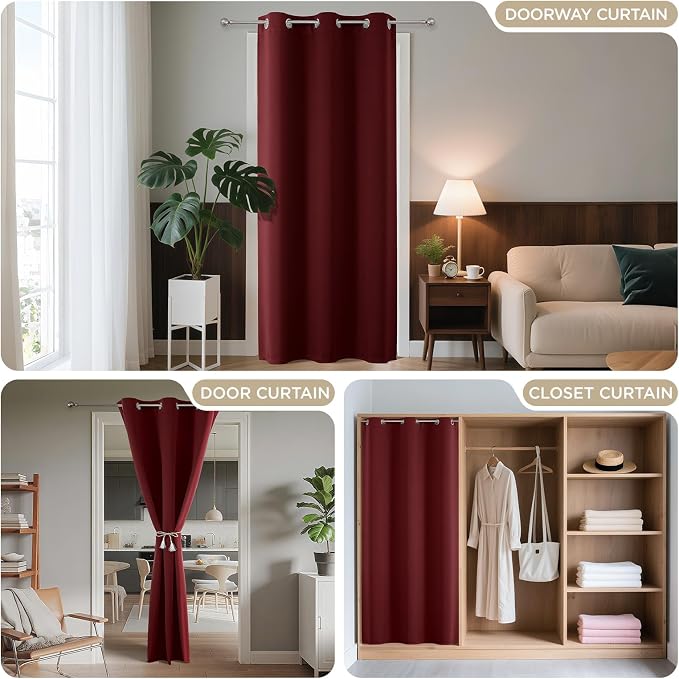Joydeco Blackout Door Curtain for Doorway Privacy 90 Inches Long, Grommet - Image 4