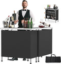 VINGLI 39" Portable Bar Table, 3-Tier Shelves, Mobile Bar Table by VINGLI