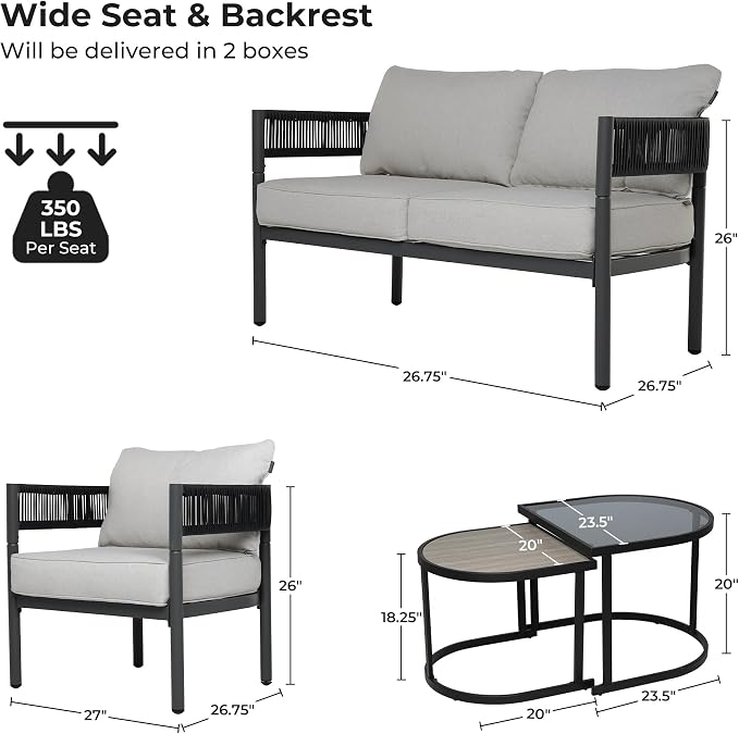 Grand patio 5-Piece Outdoor Furniture Set, 4 Seats Wicker Sofa Conversation Set - Image 2