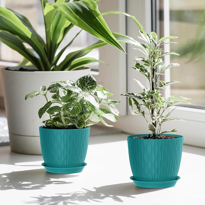 7 inch Flower Pots, 5 Pack Plant Pots - Image 7
