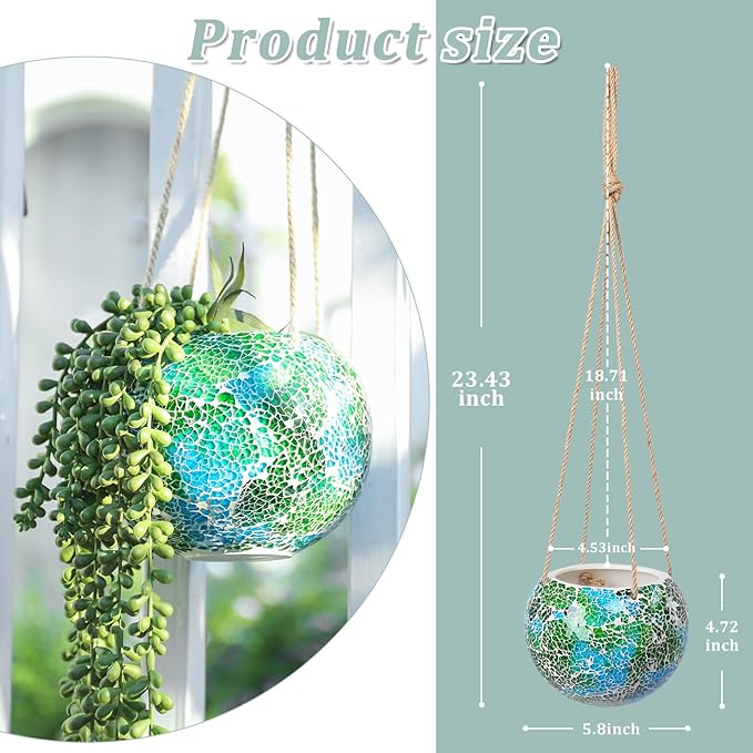 Hanging Planter Mosaic Garden Pot Small Flower Pot - Image 2