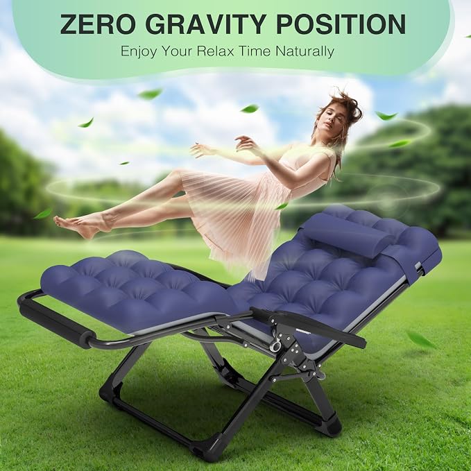Suteck Oversized Zero Gravity Chair, 29In XL Lounge Chair w/Removable - Image 7