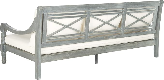 Safavieh Outdoor Collection Pasadena Ash Grey/ Beige Acacia Wood Cushioned - Image 4