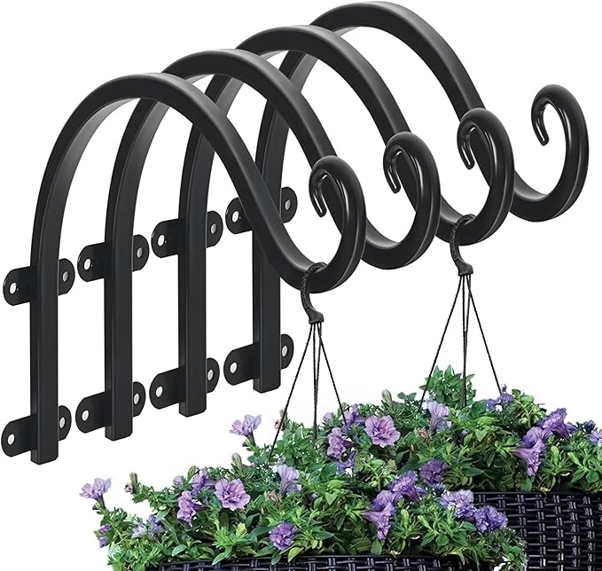 4 Pack 12Inch Plant Hanger, Sturdy Hanging Plant Bracket Hooks Outdoor by Acteomsly