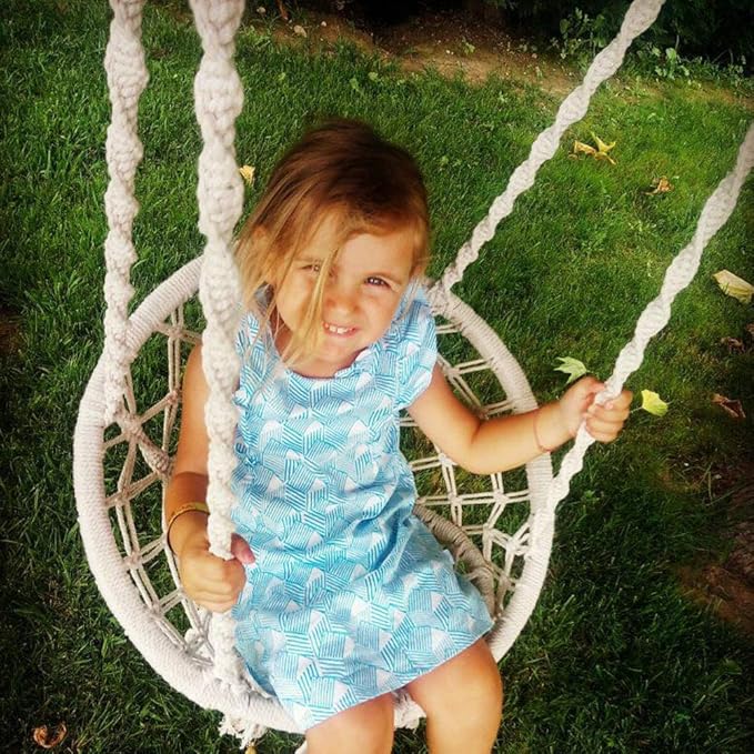 Hammock Swing Chair for 2-5 Years Old Kids, Handmade Knitted Macrame Hanging - Image 3
