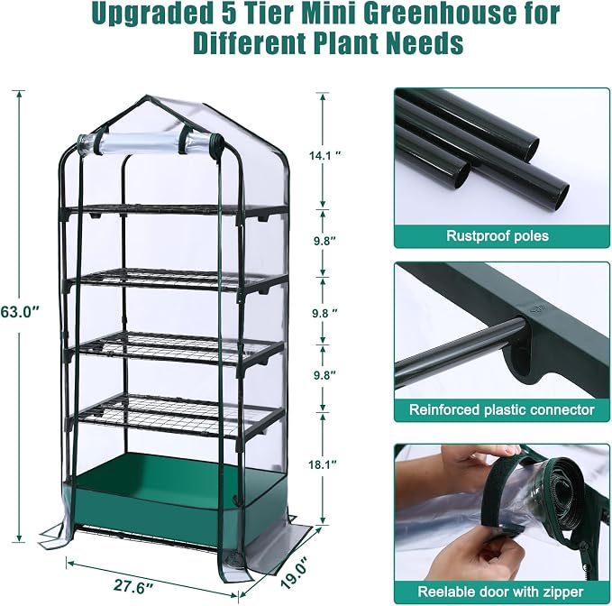 5 Tier Mini Greenhouse for Indoor Outdoor, Portable Green House - Image 3