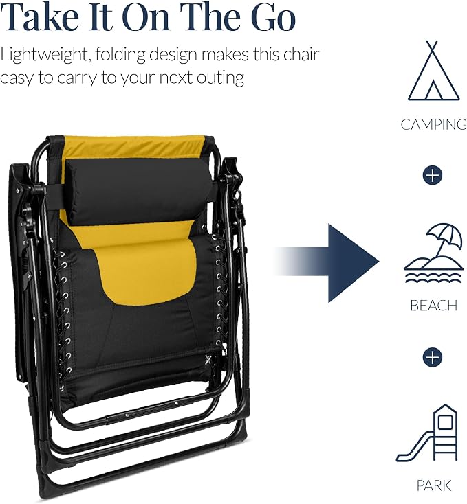 Best Choice Products Oversized Padded Zero Gravity Chair, Folding Outdoor Patio - Image 6