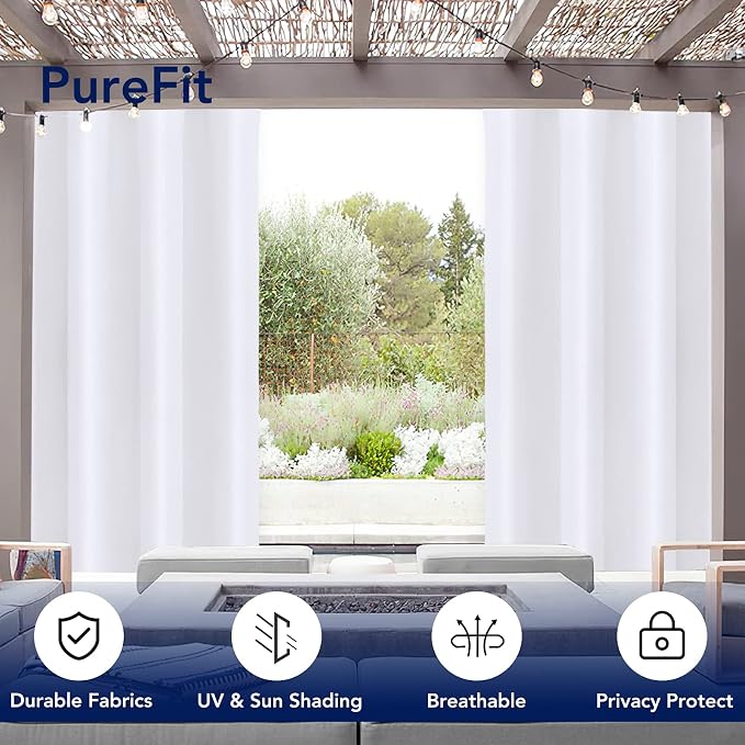 PureFit Outdoor Curtains for Patio Waterproof Weatherproof, UV Resistant - Image 3