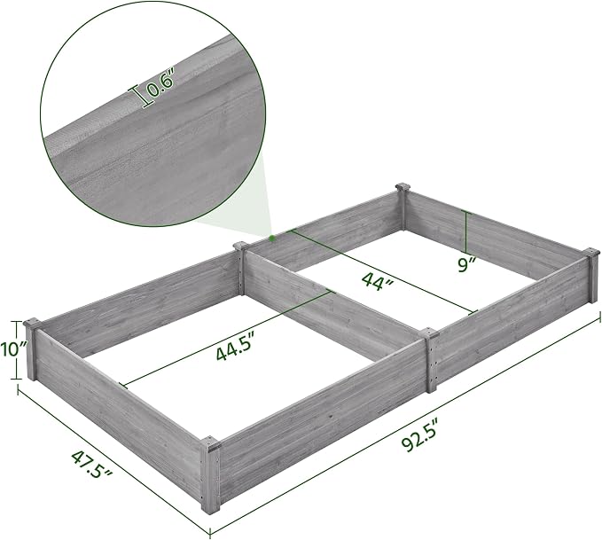 Yaheetech 8×4ft Wooden Horticulture Raised Garden Bed Divisible Elevated - Image 3