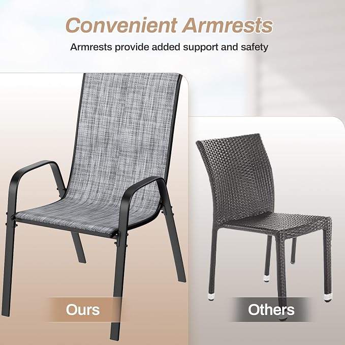 TLSUNNY Patio Chairs, Stackable Textilene Outdoor Dining Furniture - Image 8