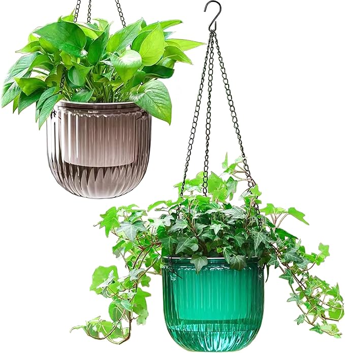 Melphoe 2 Pack Self Watering Hanging Planters Indoor Flower Pots, 6.5 Inch by Melphoe