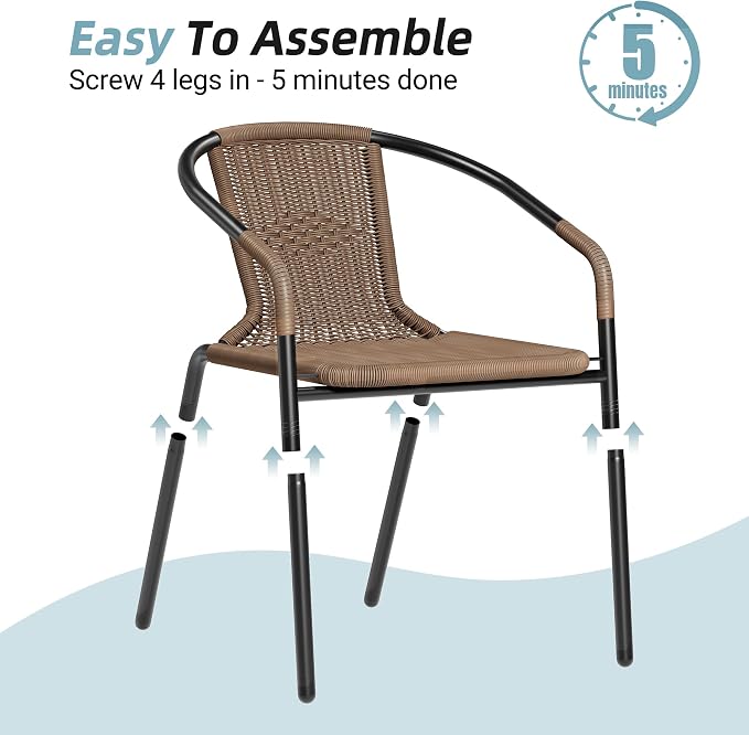 Amopatio Outdoor Dining Chairs Set of 4, Stackable Patio Chairs, Rattan Wicker - Image 7