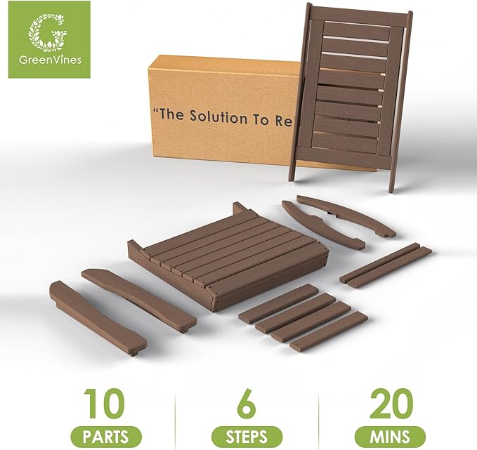 GREENVINES Outdoor Rocking Chairs | Set of 4 | Porch Rocker | HDPE Plastic | - Image 8