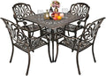 VINGLI 5 Pieces Outdoor Patio Dining Set, Cast Aluminium Patio Furniture Set by VINGLI