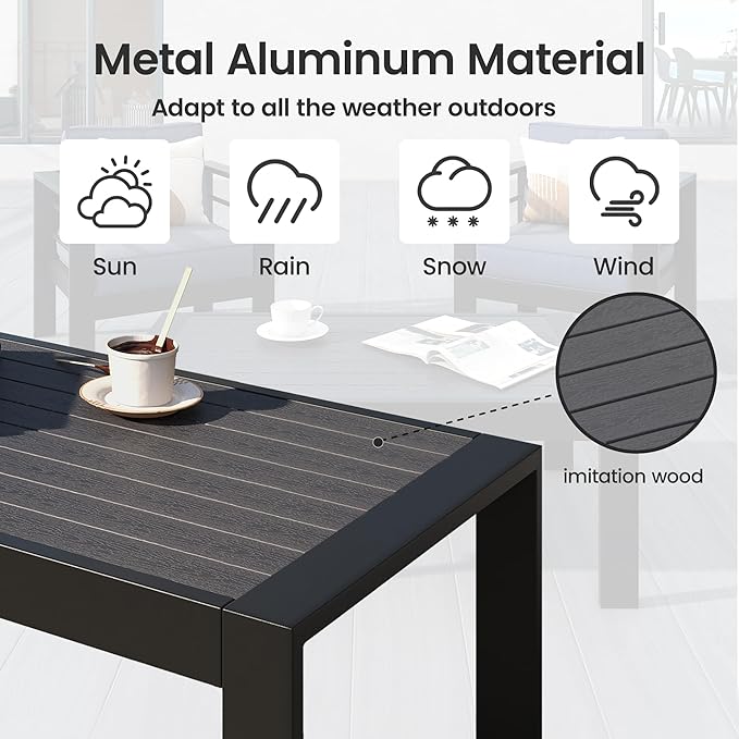 All-Weather Aluminum Outdoor Coffee Table, Modern Coffee Table - Image 3