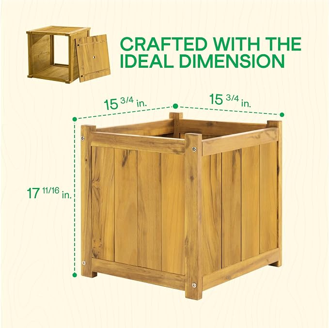 Idzo Set of 2 Acacia Wood Flower Planters - Image 4