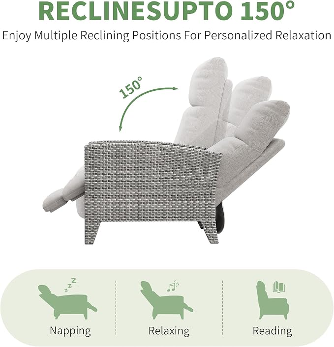 IDEALHOUSE Wicker Outdoor Recliner Reclining Patio Chairs - Image 5