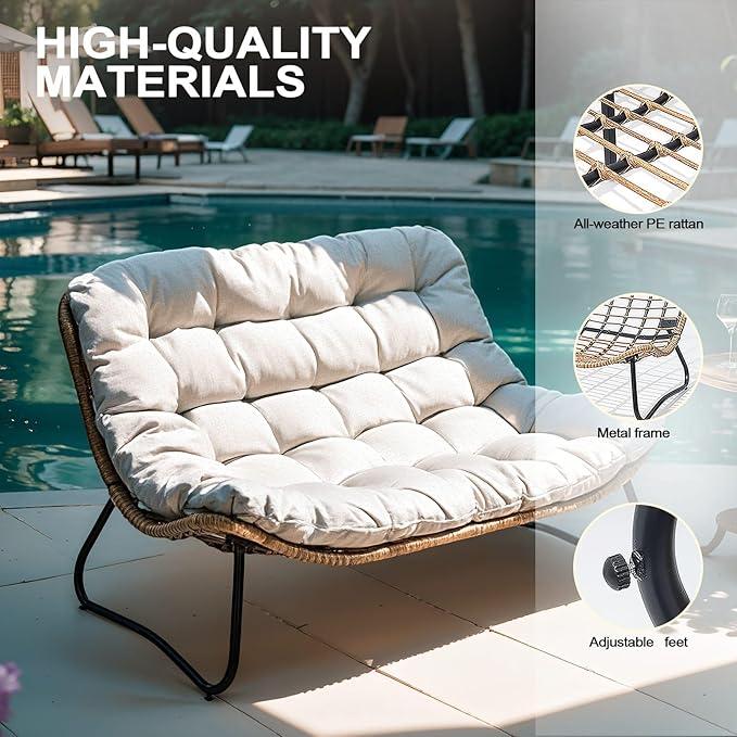 Crestlive Products Outdoor Loveseat 3PCS, Outdoor Sofa Set, All-Weather Boho - Image 5