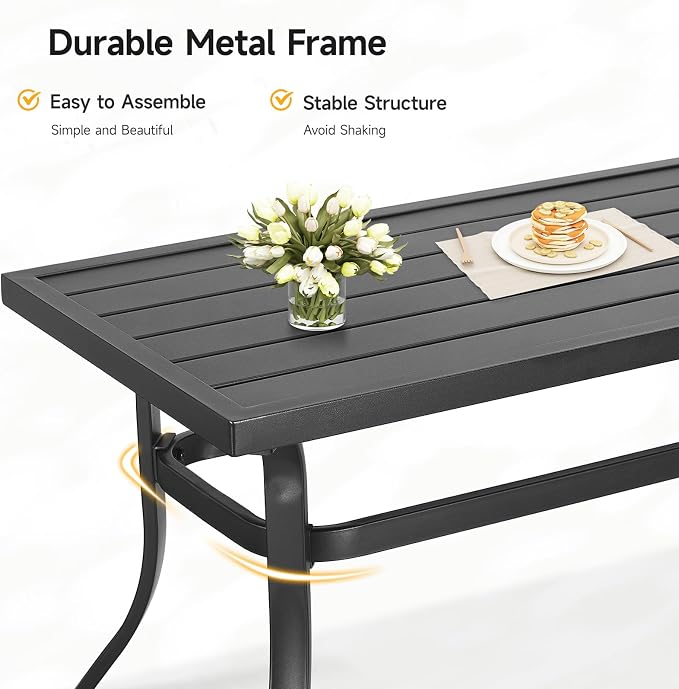 ONBRILL Small Metal Outdoor Coffee Side Table, Steel Coffee Tables - Image 6