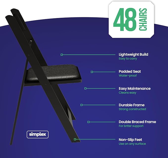 SIMPLEX 48 Black Resin Stackable Folding Chair - Image 2