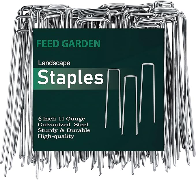 FEED GARDEN 6 Inch 300 Pack Galvanized Landscape Staples 11 Gauge Anti-Rust by FEEDGARDEN