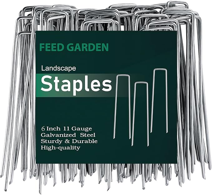 FEED GARDEN 6 Inch 50 Pack Hot-dip Galvanized Landscape Staples Plant Cover by FEEDGARDEN