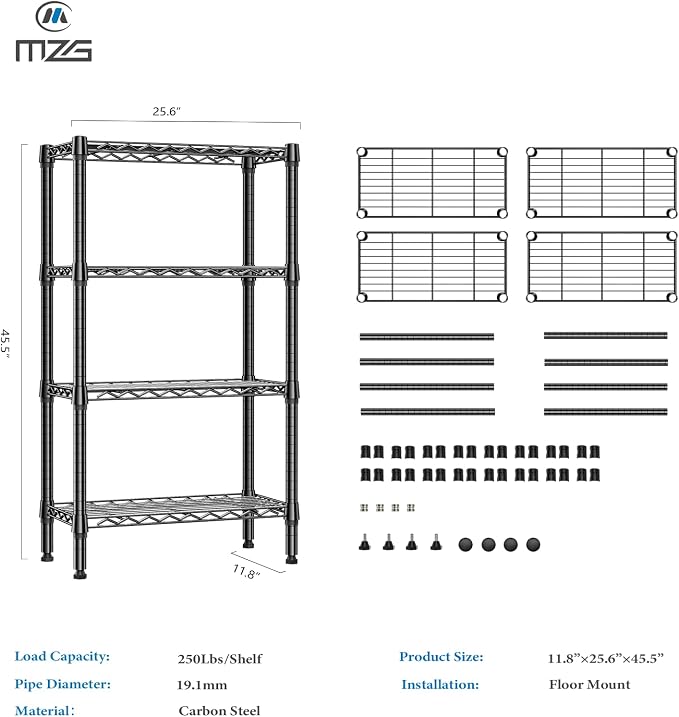 1000 lbs 4 Tier Shelf Metal Storage Shelves Wire Rack Closet Organizers - Image 3