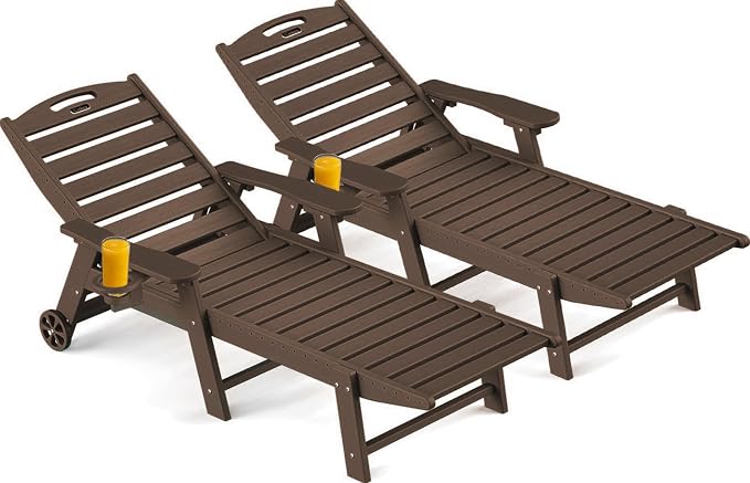 Ciokea Outdoor Chaise Lounge Chair Set of 2, Patio Lounge Chairs by CIOKEA