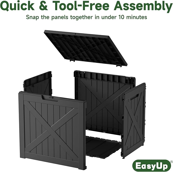 EasyUp 32 Gallon Outdoor Storage Box, Resin Waterproof UV-Resistant Deck Box - Image 5