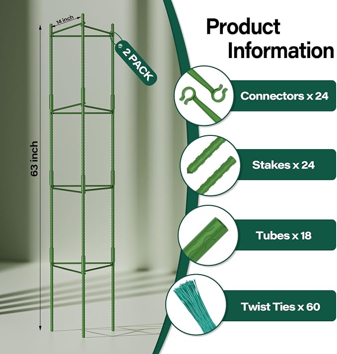Halatool 2 Pack Tomato Cages for Garden, Garden Stakes Tomato Trellis for Pots - Image 2
