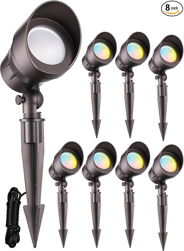 LEONLITE 8-Pack 5CCT Low Voltage LED Landscape Spotlight, Update by LEONLITE