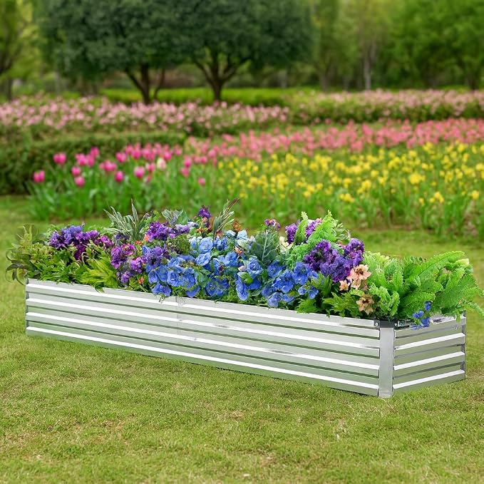 2 Pack 8x2x1FT Galvanized Raised Garden Beds Kit Outdoor Metal Gardening - Image 4