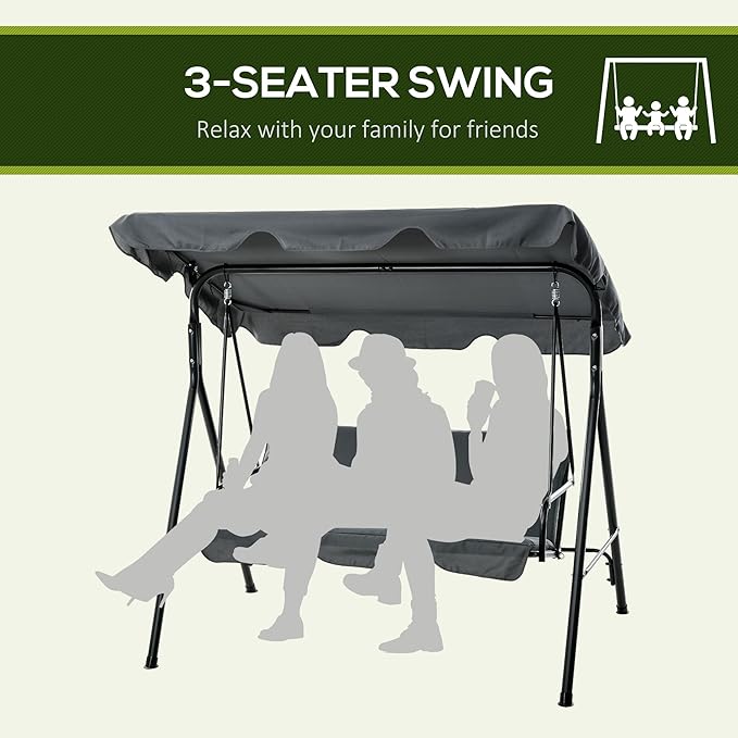 Outsunny 3-Seat Outdoor Patio Swing Chair - Image 5