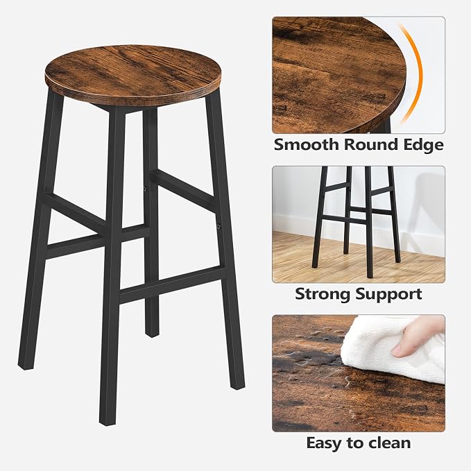 Bar Stools, 24.4 Inch Kitchen Breakfast Bar Stools, Industrial Bar Stools - Image 9