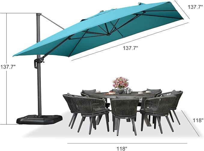 PURPLE LEAF 11.5' X 11.5' Telescopic Patio Umbrella - Image 9