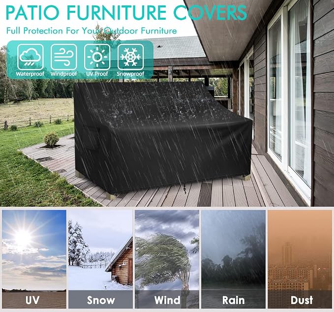 WLEAFJ Patio Sofa Cover Waterproof, 3-Seater Outdoor Sofa Cover, Heavy Duty - Image 5