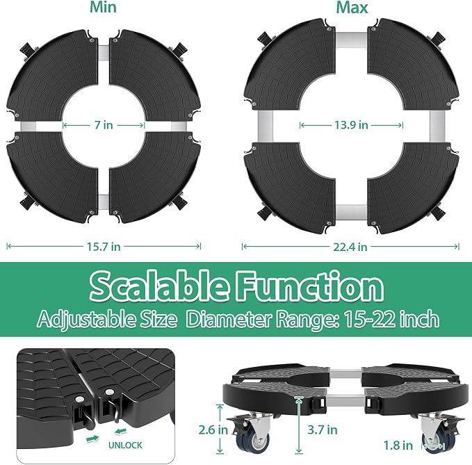 VANCASTLE Plant Caddy with Lockable Wheels Heavy Duty 450lbs Capacity, 15-22 - Image 2