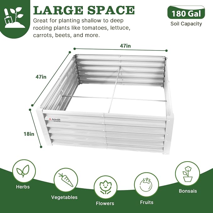 A ANLEOLIFE 4X4X1.5 ft Galvanized Raised Garden Beds Outdoor, Square Metal - Image 2
