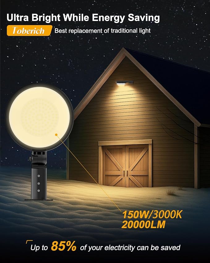 LED Barn Light 2Packs, 150W 20000LM Yard Area Lights Dusk to Dawn Outdoor - Image 2