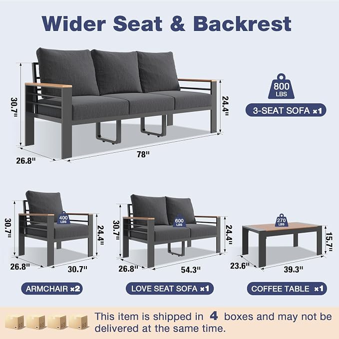 Aoxun Aluminum Patio Furniture Set - Image 7