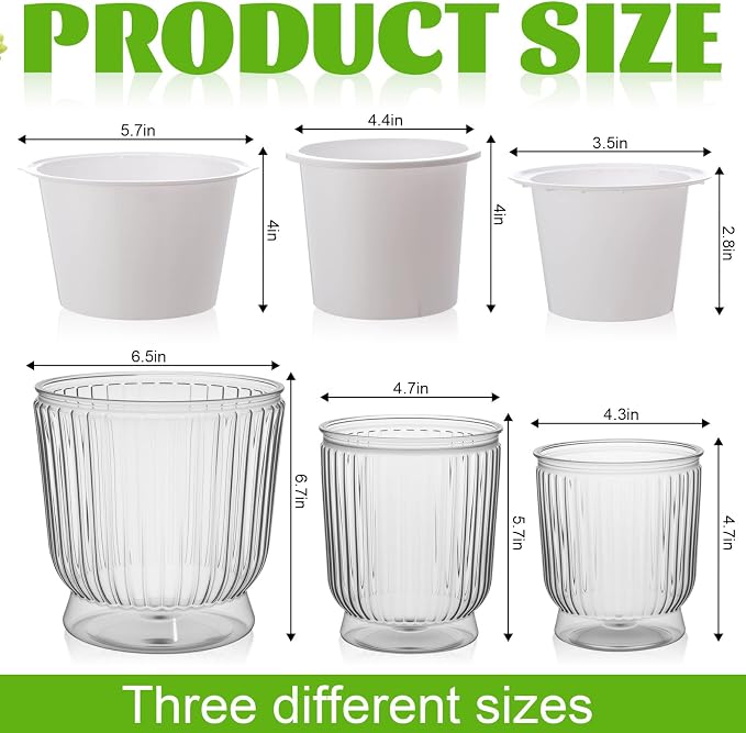 Set of 6 Self Watering Plant Pot 3 Sizes Plastic Double Layer Self Watering - Image 2