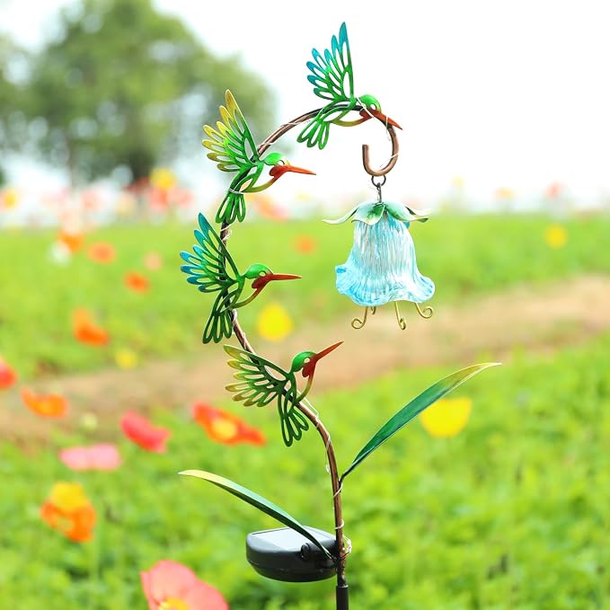 Bshine Solar Hummingbird Lights Outdoor Garden Decoration, Metal Stake - Image 4