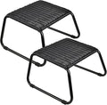 Wicker Ottomans Outdoor Footstool, Patio Rattan Garden Furniture All Weather by Deugold