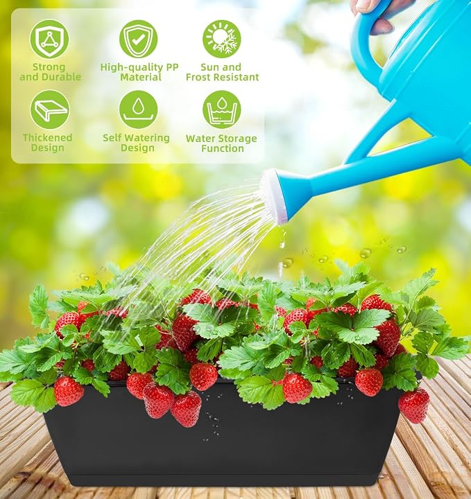 Window Box Planter, 7 Pack Plastic Vegetable Flower Planters Boxes 17 Inches - Image 4