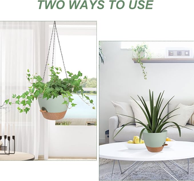 Hanging Planters for Indoor Outdoor Plants, 2 Pack Self Watering Hanging Pot - Image 5