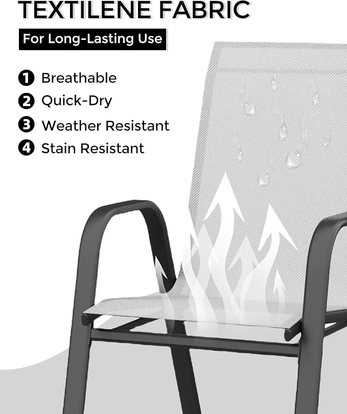 Outdoor Stackable Dining Chairs Set of 4, High-Back Patio Stacking Chairs - Image 5