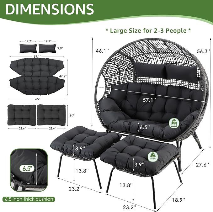 NICESOUL Luxury Double Egg Chair - Image 2