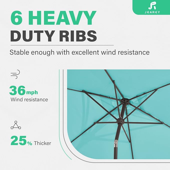 JEAREY 6.5x10 ft Rectangular Patio Umbrellas Rectangle Outdoor Umbrella - Image 9