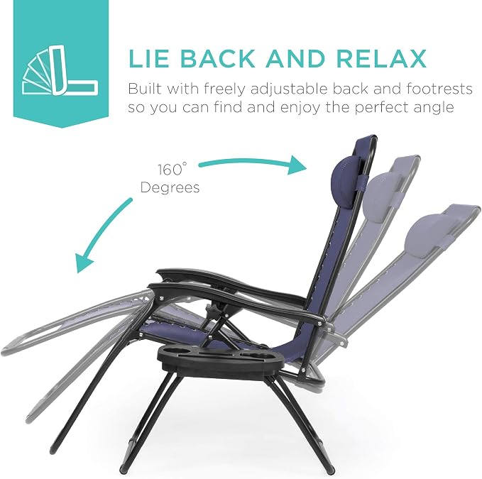 Best Choice Products Set of 2 Adjustable Steel Mesh Zero Gravity Lounge Chair - Image 3